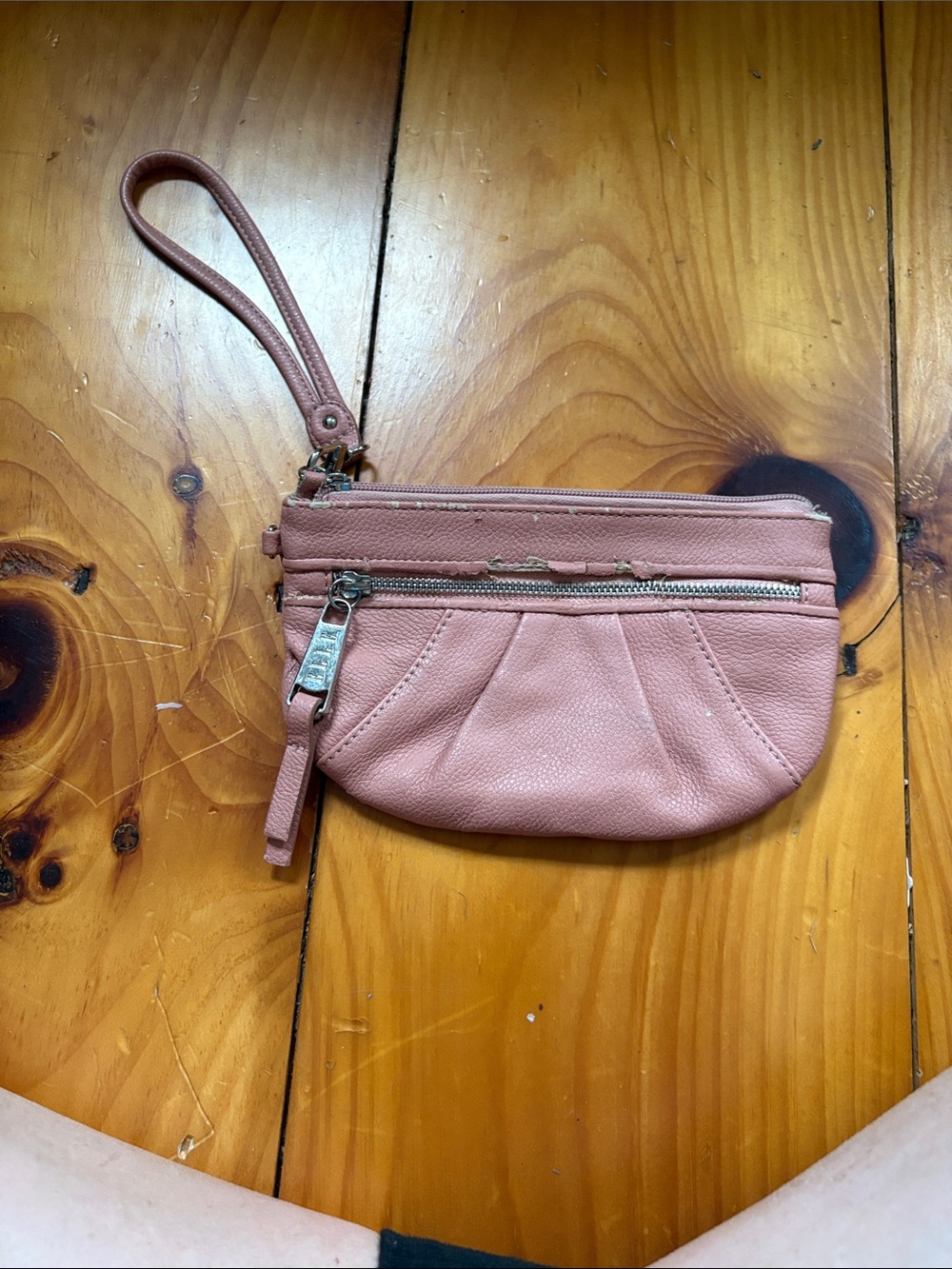 Elle Dusty Rose Wristlet Clutch with Front Zip